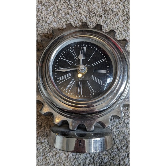 Steam Punk Analog Battery Powered Clock on Stand Silver Color - Picture 1 of 4